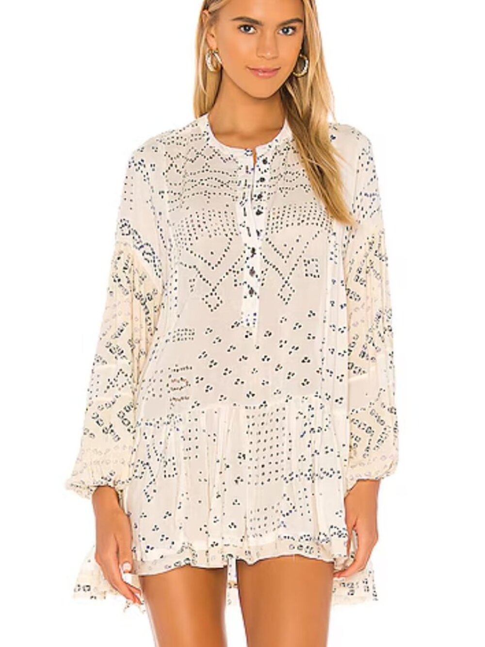Free‎ People Shibori Tunic Floral Ivory Small